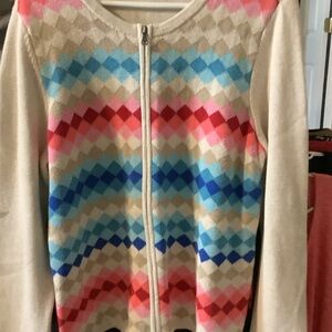 Talbots Women's Multicolor Argyle‎ Sweater, medium